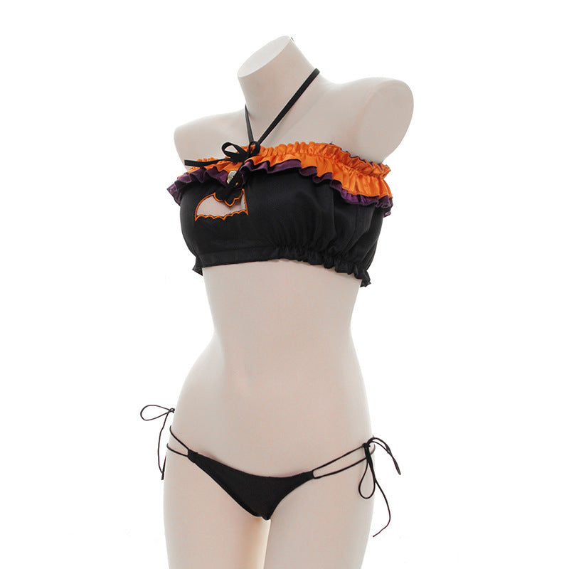 Halloween Cosplay Suit Sexy Pumpkin Open Chest Pajamas Sexy Cat Pack Strapless Suit S0584