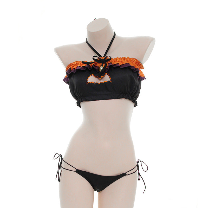 Halloween Cosplay Suit Sexy Pumpkin Open Chest Pajamas Sexy Cat Pack Strapless Suit S0584