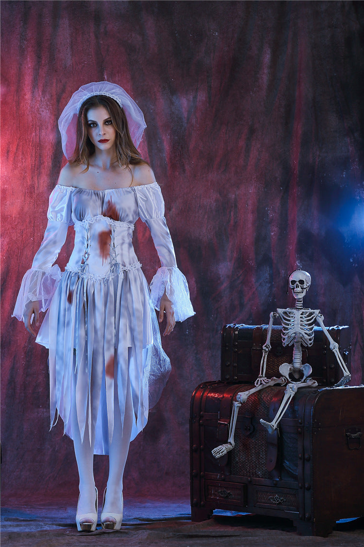 White Party Vampire Bride Halloween Cosplay Costume Sexy Uniform Halloween Suit