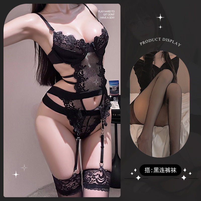 LS Sex Underwear One-piece Mesh Clothes with Steel Rings Sex Wear Temptation Perspective 8547