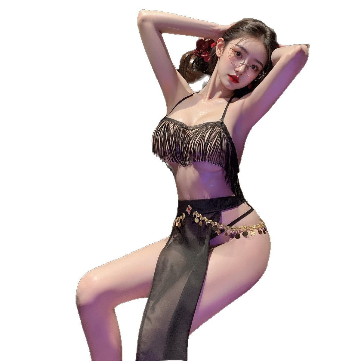LS Sex Underwear Sexy Tassel Nightclub Celebrity Couple Bed Free suit Uniform Temptation 9431