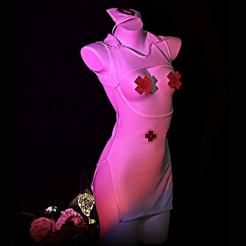 LS Sexy Lingerie Sexy See-Through Sexy Slit-Free Pure Desire Teasing Professional Nurse Uniform Set 82