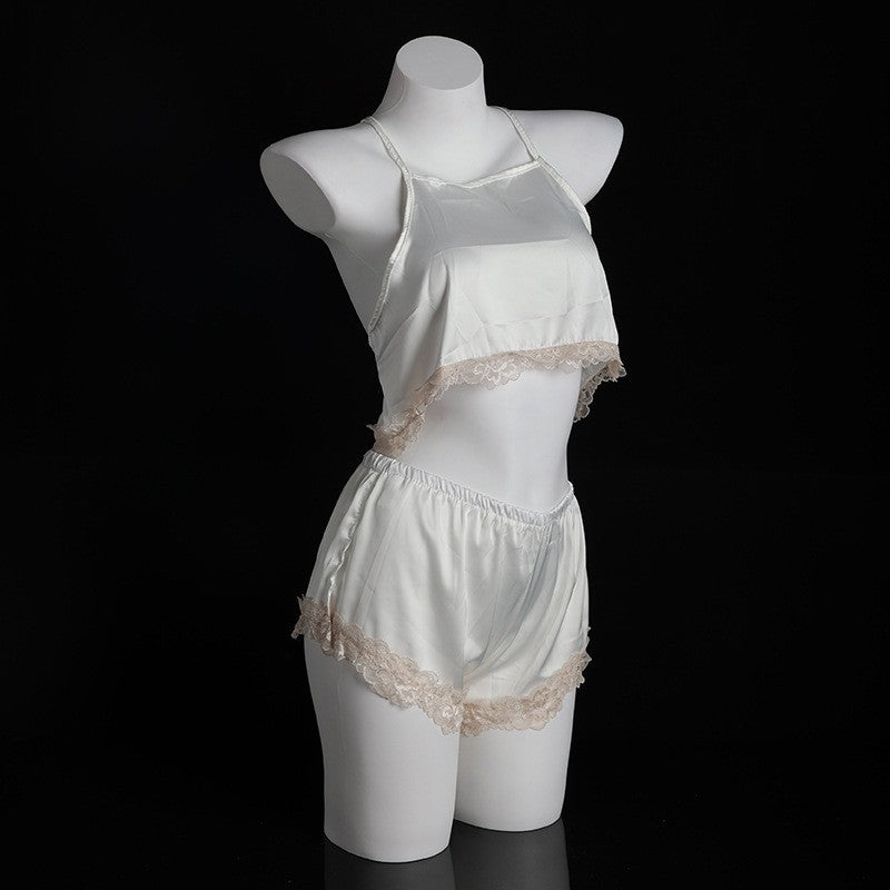 LS Sexy Underwear Women's Sexy Uniform Temptation Pajamas Small Chest Large Sexy Backless Two-piece 9093