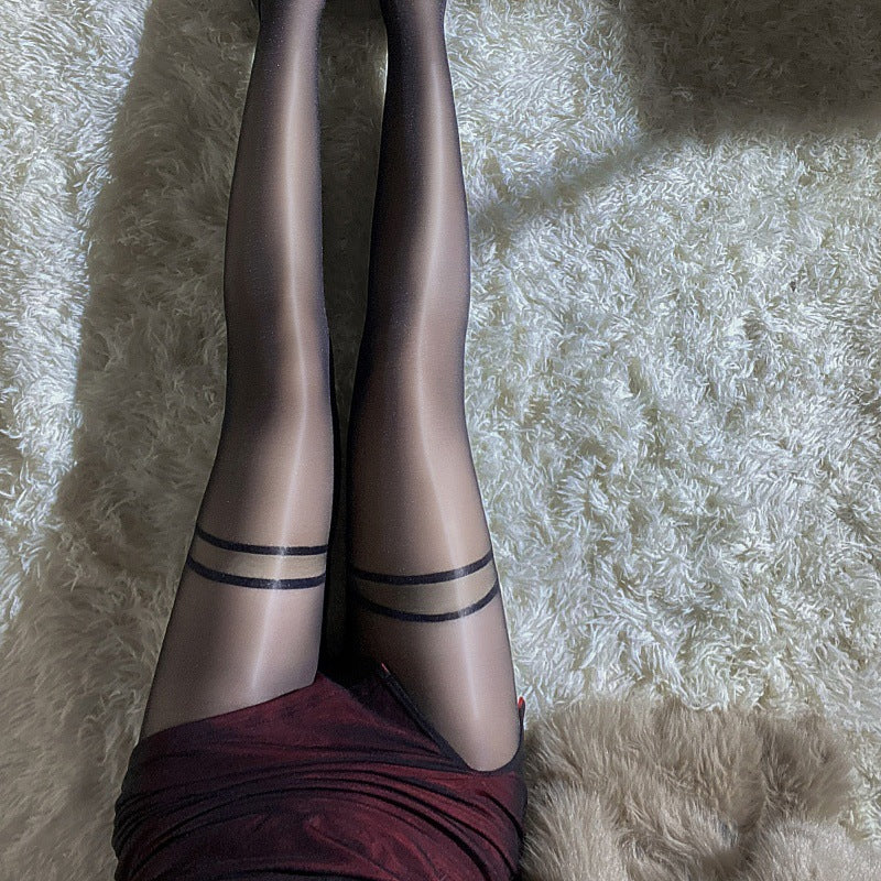 LS Sex Underwear Products Sexy Uniform Temptation Pajamas Pure Silk Silk Two Pair Stacked Fleshy Socks
