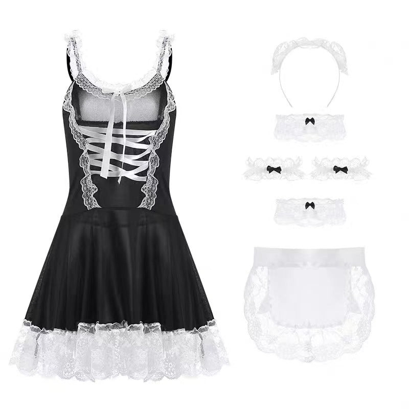 LS Large Size Sexy Lingerie Sexy Perspective Hot Maid Maid Cosplay No-Take-Off Uniform Set