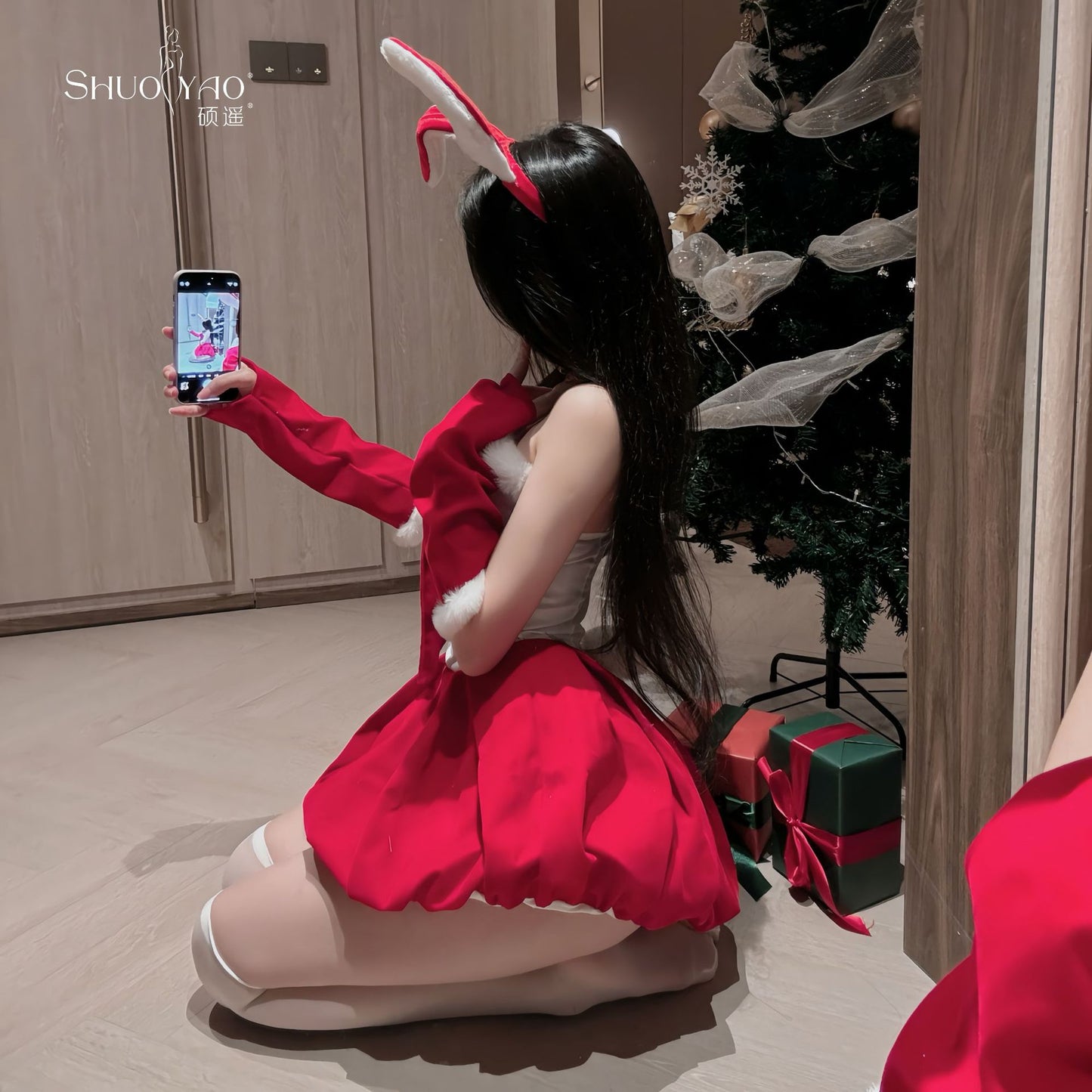 Shuo Yao sexy lingerie sexy Christmas shirt cute bunny dress new year party dress 012
