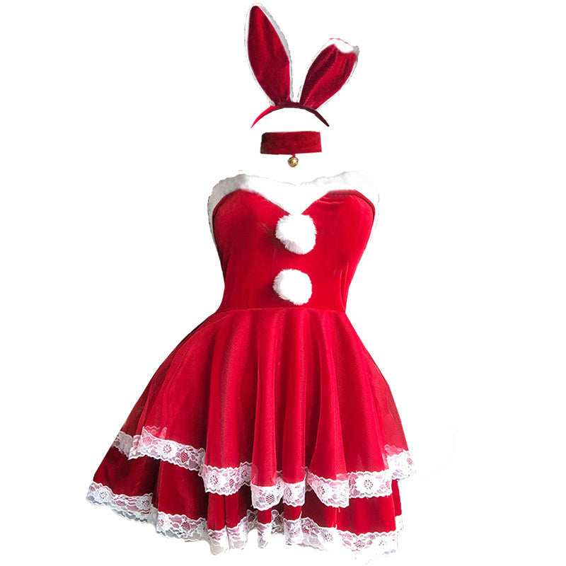 1175 Ying Sexy Velvet Christmas Bunny Pure Sex Sexy Nightclub Party COS Christmas Dress