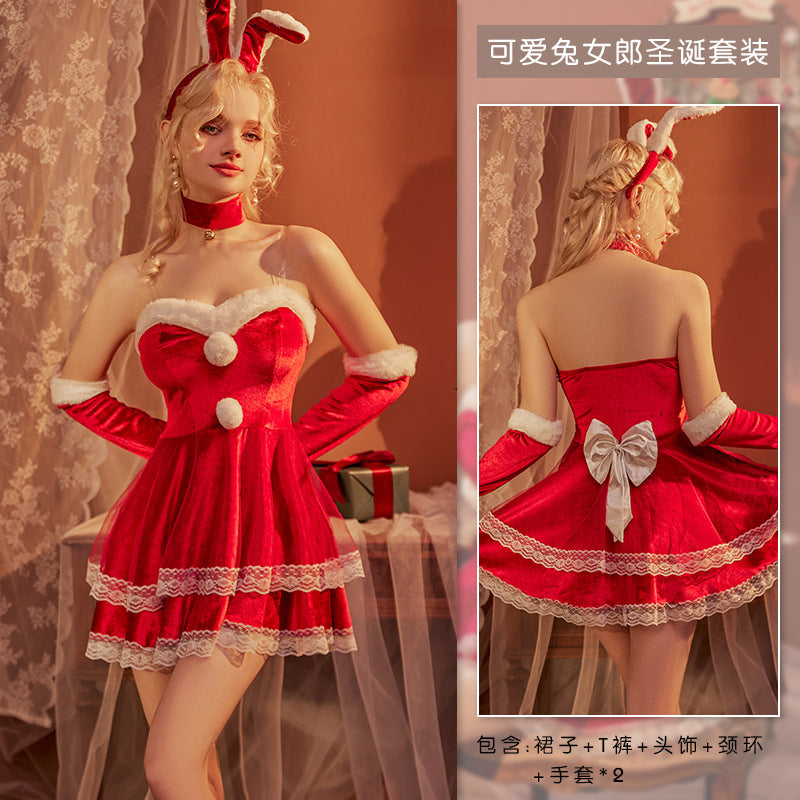 1175 Ying Sexy Velvet Christmas Bunny Pure Sex Sexy Nightclub Party COS Christmas Dress