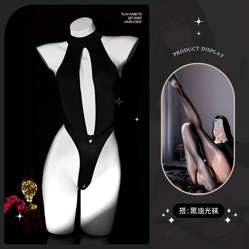 LS Sexy Lingerie Small Breast No-Take Off Hollow Uniform Temptation Pajamas Passion One-Piece Suit
