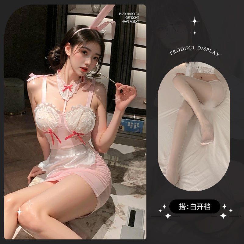 LS Sexy Lingerie Sexy See-Through Mesh Outfit Bunny Girl Uniform Temptation Cute Pure Desire Suit 9347
