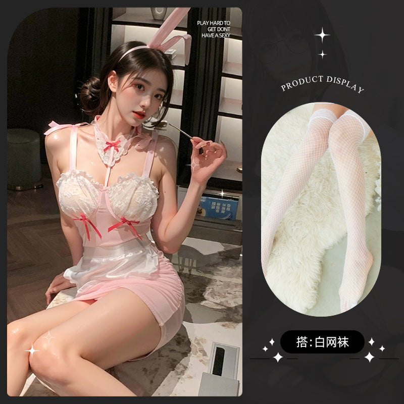 LS Sexy Lingerie Sexy See-Through Mesh Outfit Bunny Girl Uniform Temptation Cute Pure Desire Suit 9347
