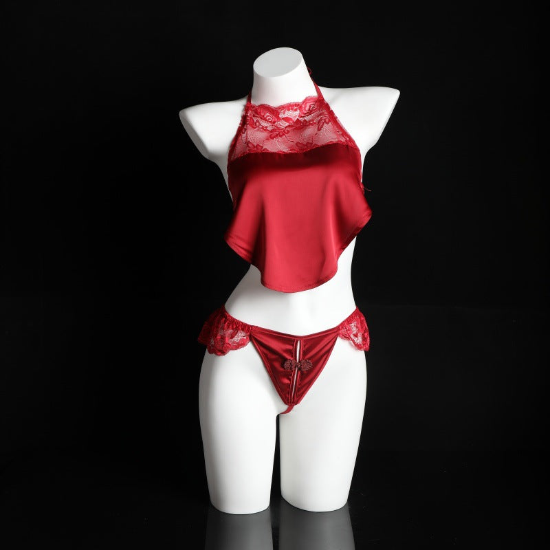 LS Sexy Vintage Lace Temptation Sex Lingerie Bellyband Pajamas Lace-up Temptation 8353