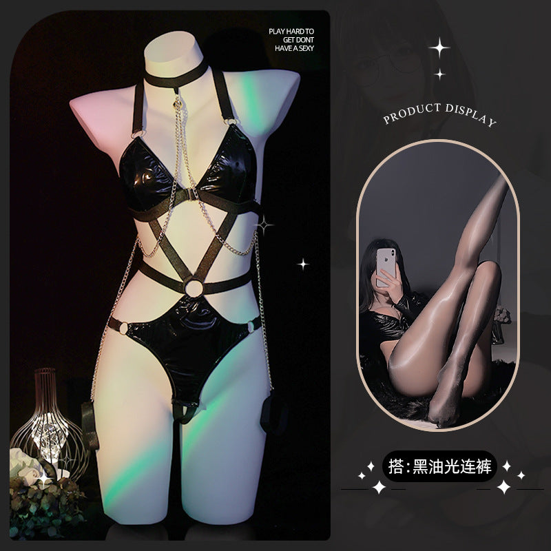 LS Sexy Lingerie Maid Outfit Sm Training Tools Sexy Bondage Queen Leather Uniform Temptation Cosplay