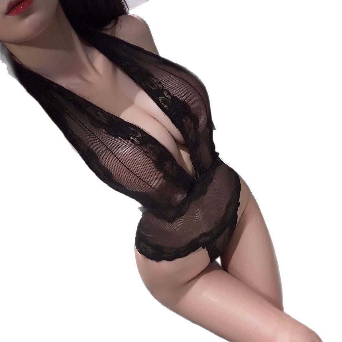 LS Sexy Underwear Mesh Hollow Hot one-piece Tulle Perspective Passion Teasing Sexy Pajamas 8187