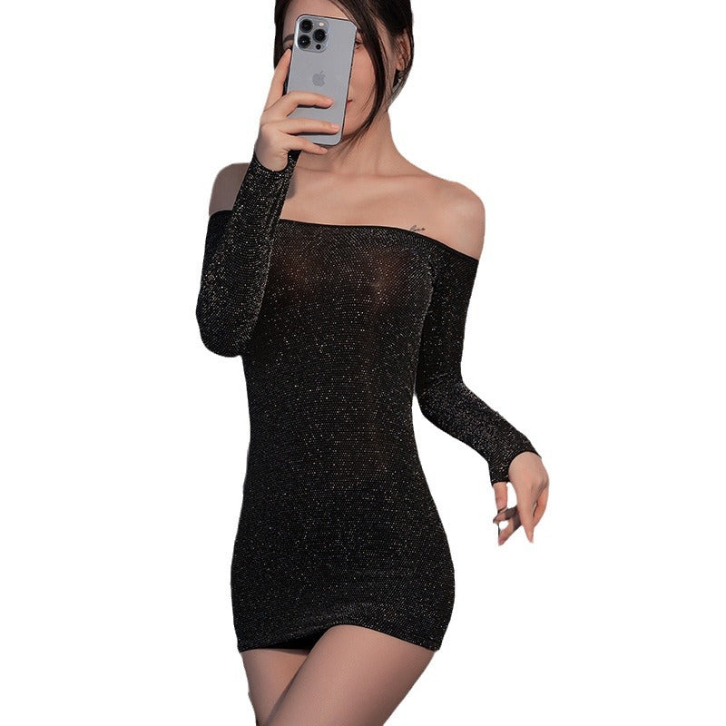 LS Sex Underwear Products Sexy Uniform Temptation Pajamas Pure Desire Small Chest Big Silver Silk Nightclub Hip