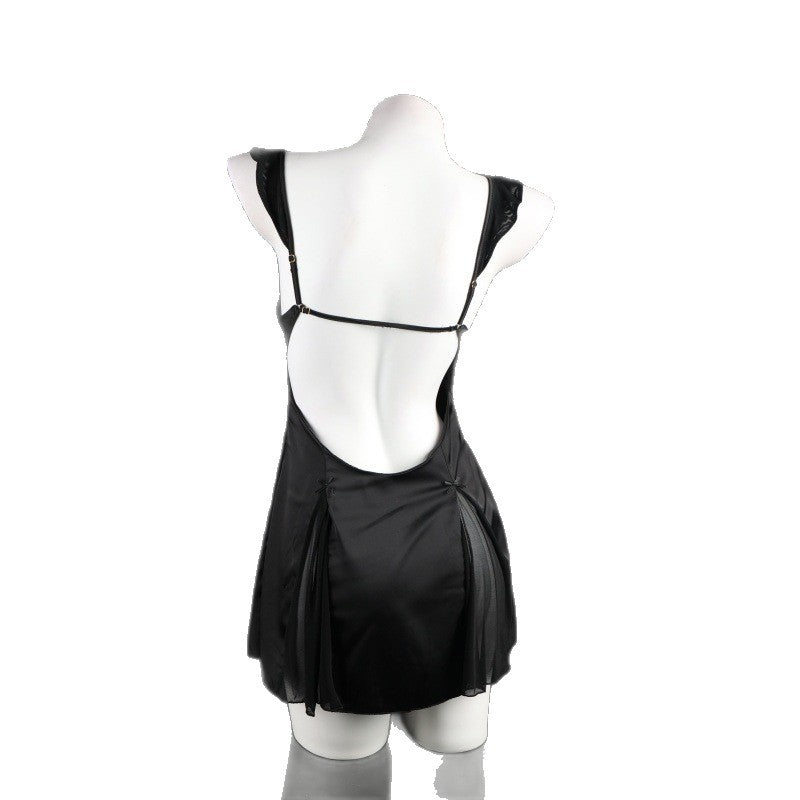 LS Sexy Pajamas Satin Nightdress Home Wear Sexy Strap Nightdress Lace Patchwork Pajamas for Women 8910