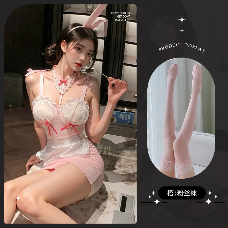 LS Sexy Lingerie Sexy See-Through Mesh Outfit Bunny Girl Uniform Temptation Cute Pure Desire Suit 9347