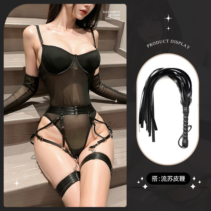 LS Sexy Lingerie Products Sexy Uniform Temptation Pajamas Pure Desire Small Breasts Revealing Sexy Spliced Vest