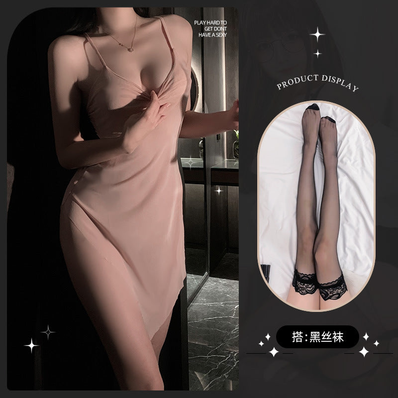 LS Sexy Lingerie Sexy Emotional Stepmother Skirt Pure Desire Suspender Hip Skirt Couple Fun Pajamas 8094