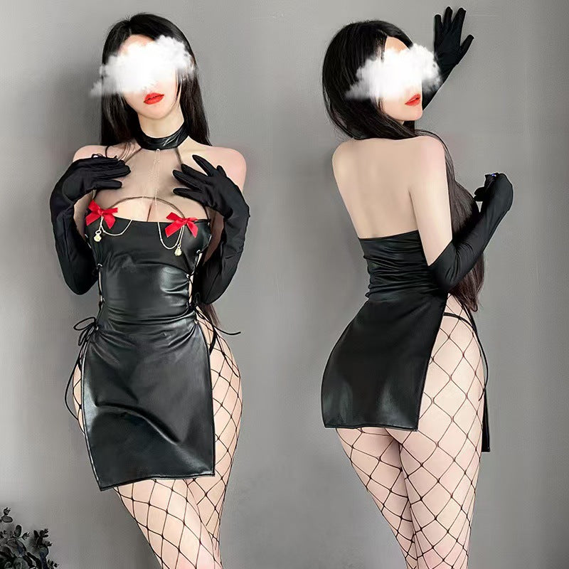 Halloween Demon Horn Hair Accessories Demon Patent Leather Strap Temptation Warsuit Sexy Underwear Valentine's Day Hair