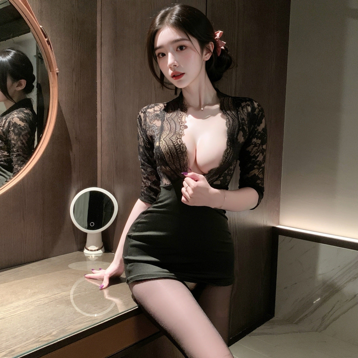 LS Sexy Underwear Sexy Secretary Hip Skirt Cosplay Sexy Lace Uniform miniskirt 8136