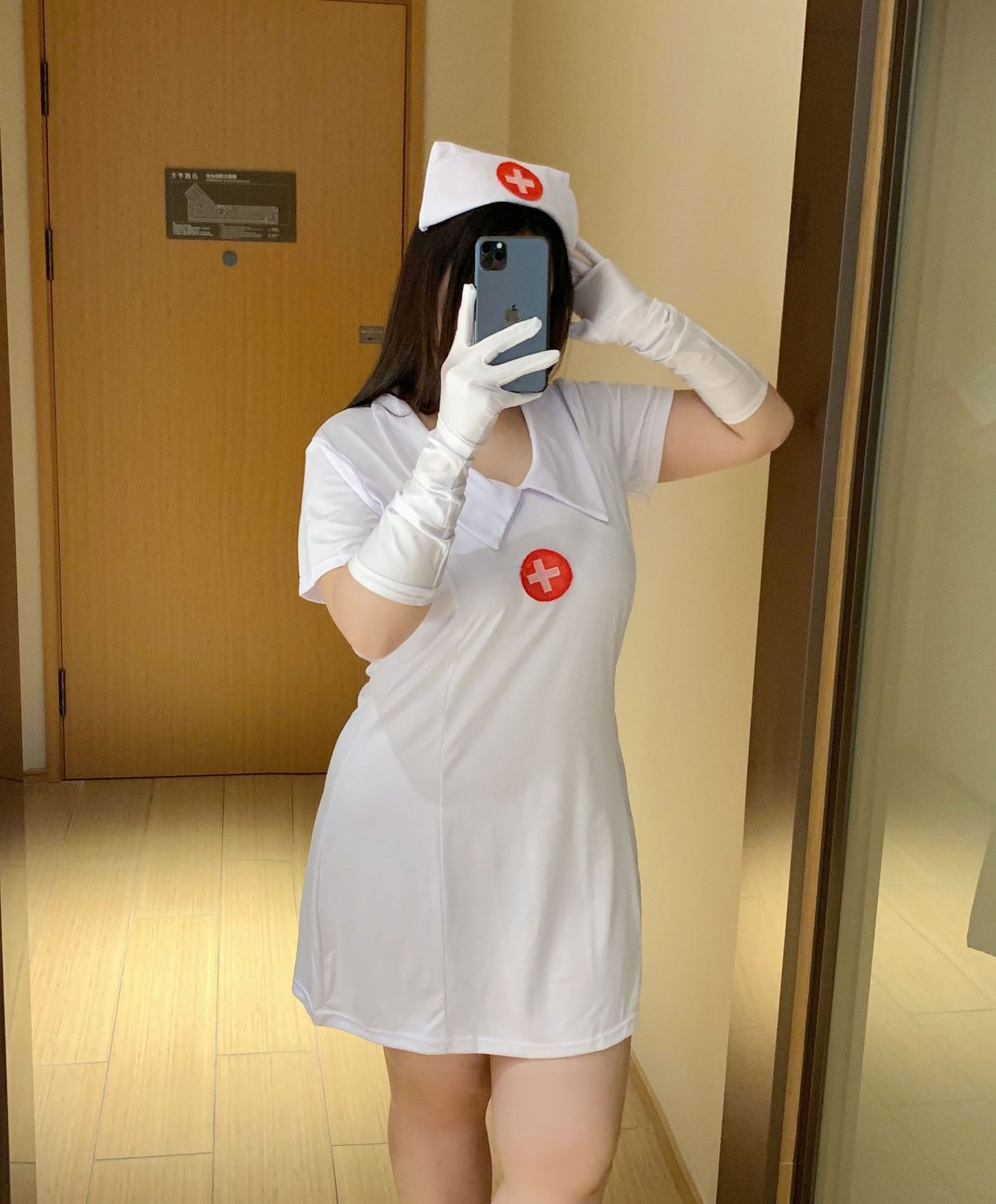 Plus size sexy lingerie women's extra fat and fat qima chainsaw Devil Hunter Halloween anime nurse suit corner clothing