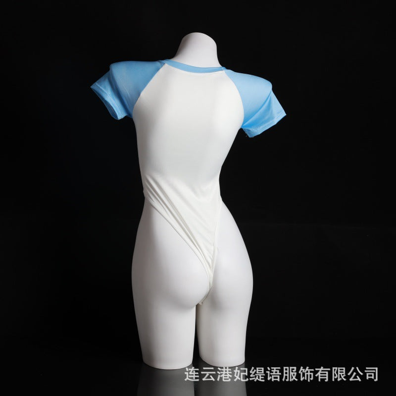 LS Sexy Lingerie Two-Dimensional Tight Open-Fit No-Take-Off Jumpsuit Sexy Temptation Bed Flirting Uniform