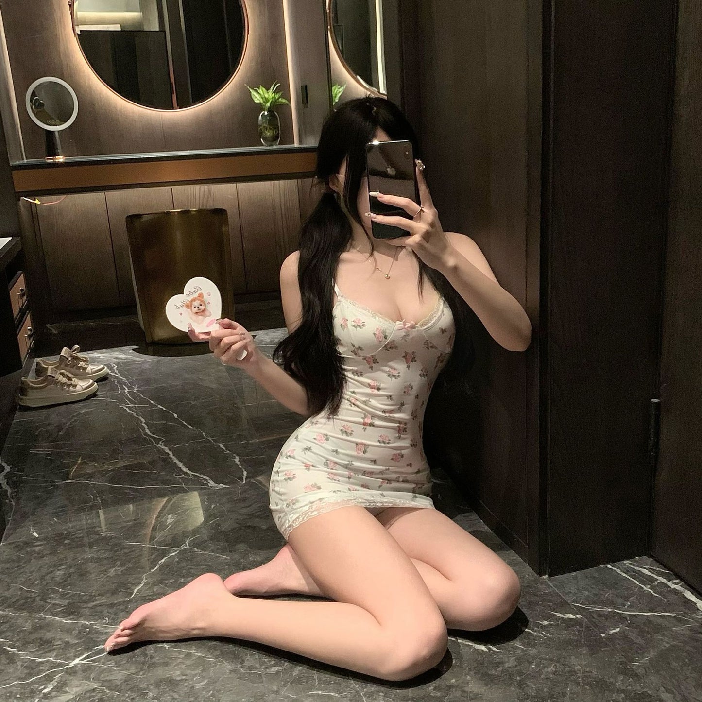LS Sexy Underwear Products Sexy Uniform Temptation Pajamas Pure Desire Small Chest Large Floral Lace Sling