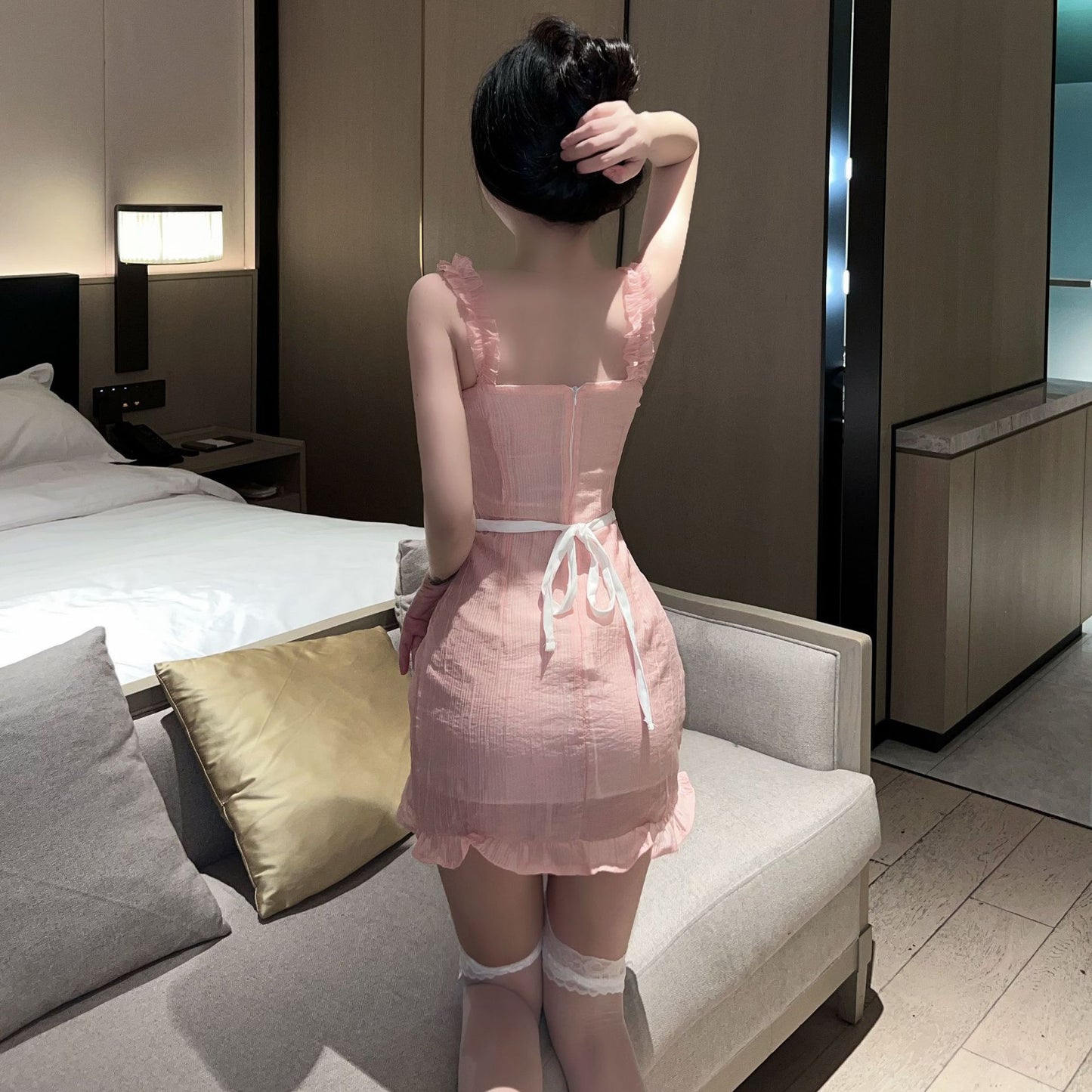 Sexy lingerie Japanese pure love little maid role-playing sexy perspective girl sling dress generation hair