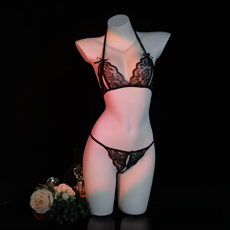 LS Sexy Lingerie Sexy Lace Temptation Three-Point Suit Open-Fit No-Take-Off Sexy Lingerie 2138