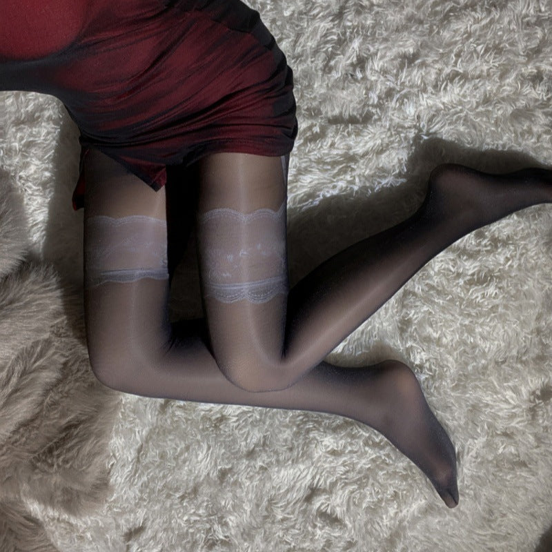 LS Sex Stockings Hand Tear Stockings Sexy Pure Desire Temptation Curis Silk Suspender Stockings Internet Red
