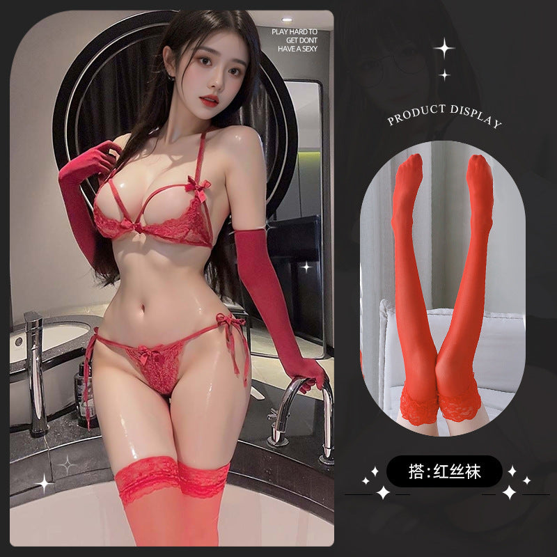 LS Sexy Underwear Thin Push-Up Breathable Lace Breast-Reducing Sexy Camisole Pure Desire Bra 9075