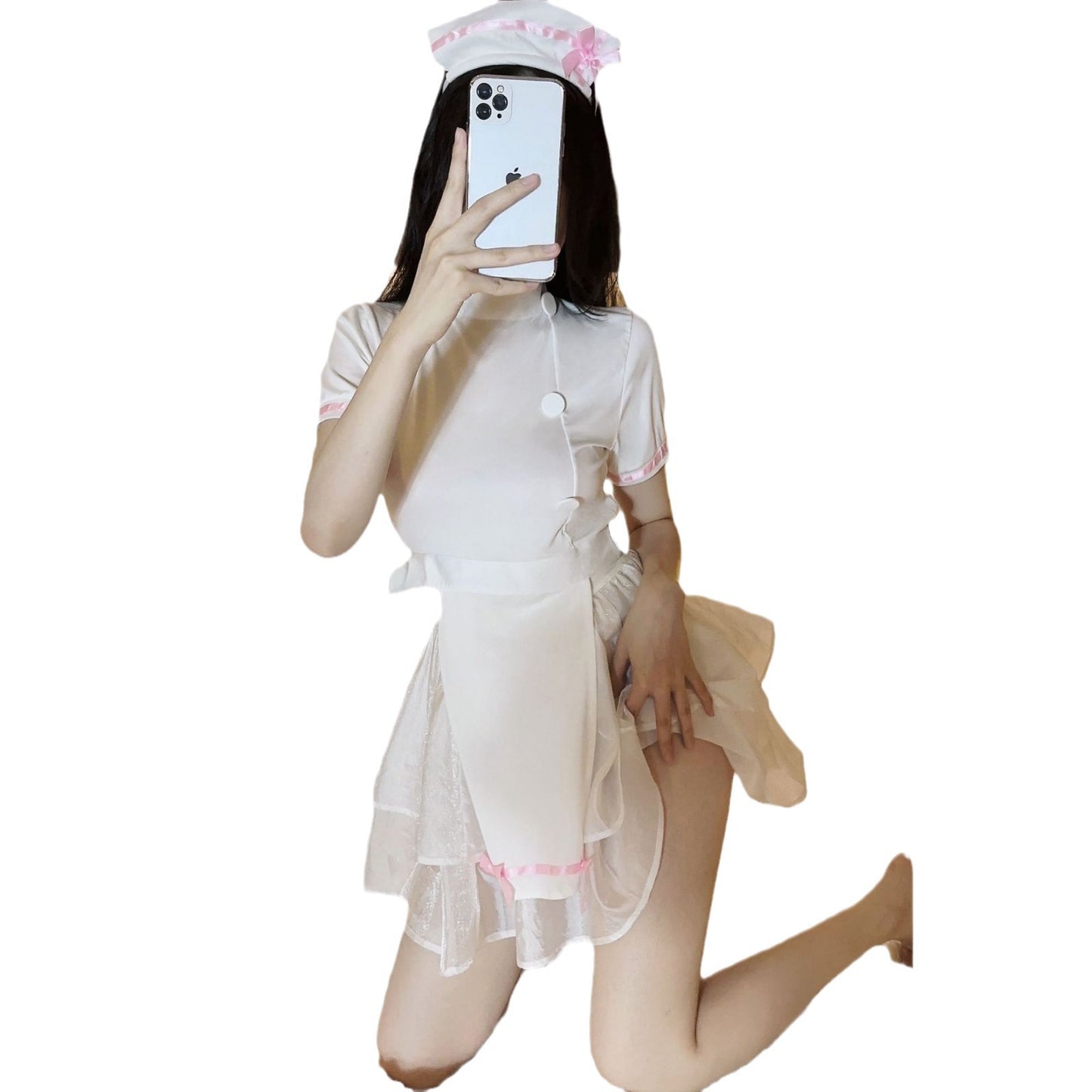 Sweet Nurse Uniform COS Sexy Lingerie Sexy Ponte Veil Dress Halloween Pure Desire Gown Female Character suit