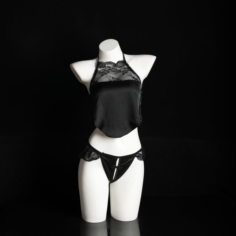 LS Sexy Vintage Lace Temptation Sex Lingerie Bellyband Pajamas Lace-up Temptation 8353