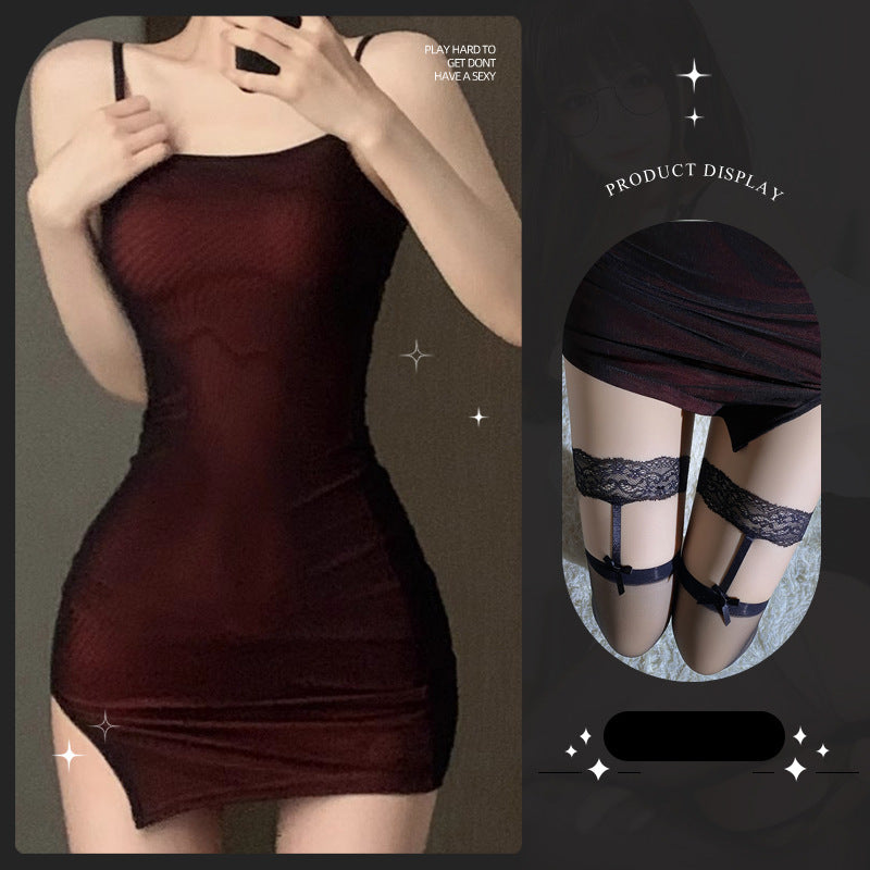 LS Sex Underwear Products Sexy Uniform Temptation Pajamas Pure Desire Small Chest Show Big Internet Red Silk Stockings