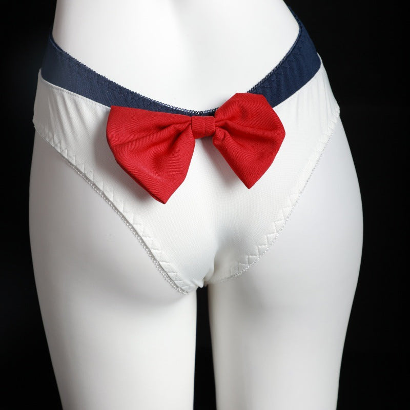 LS Sexy Lingerie Student Wear Open One-Piece Jumpsuit Bow Sexy Student Uniform 8135