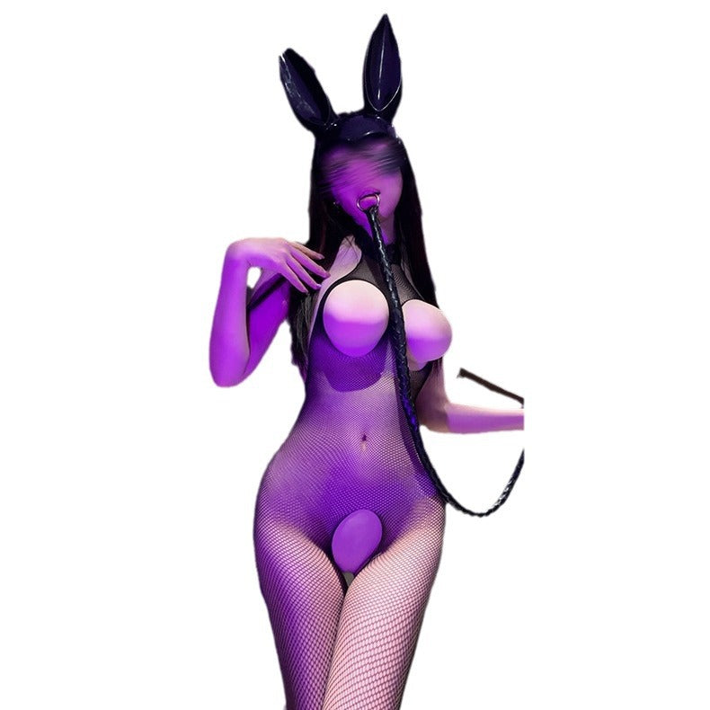 LS Sex Stockings Open-Gear One-Piece Mesh Sex Wear Black Silk Temptation Perspective Dress Milk Mesh