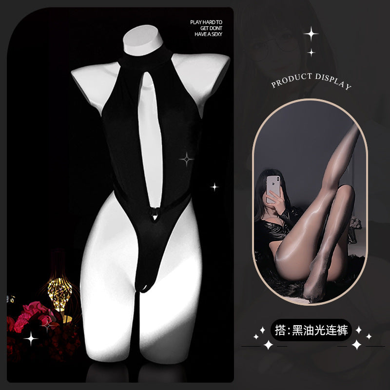 LS Sexy Lingerie Small Breast No-Take Off Hollow Uniform Temptation Pajamas Passion One-Piece Suit