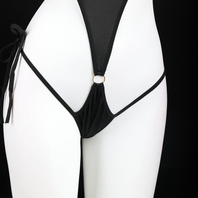 LS Sexy Underwear Lace Sexy Open Crotch No-Take Off See-Through Breast Exposing Three-Point Corset Jumpsuit 8903