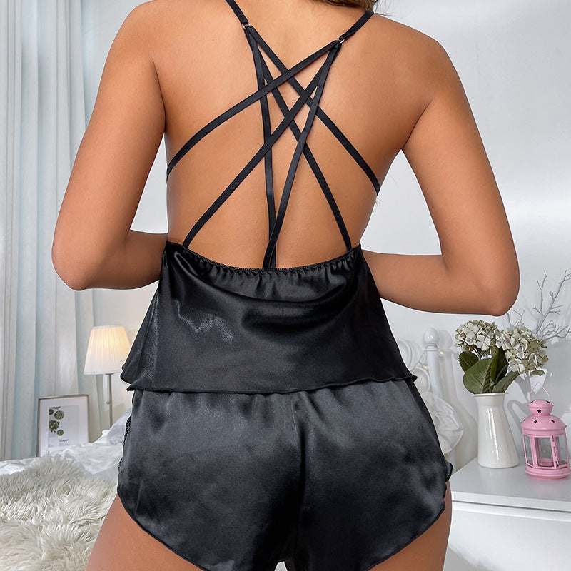 Ying European and American Foreign trade AliExpress independent station hot selling sexy lingerie sexy strap lace pajamas wholesale Y383