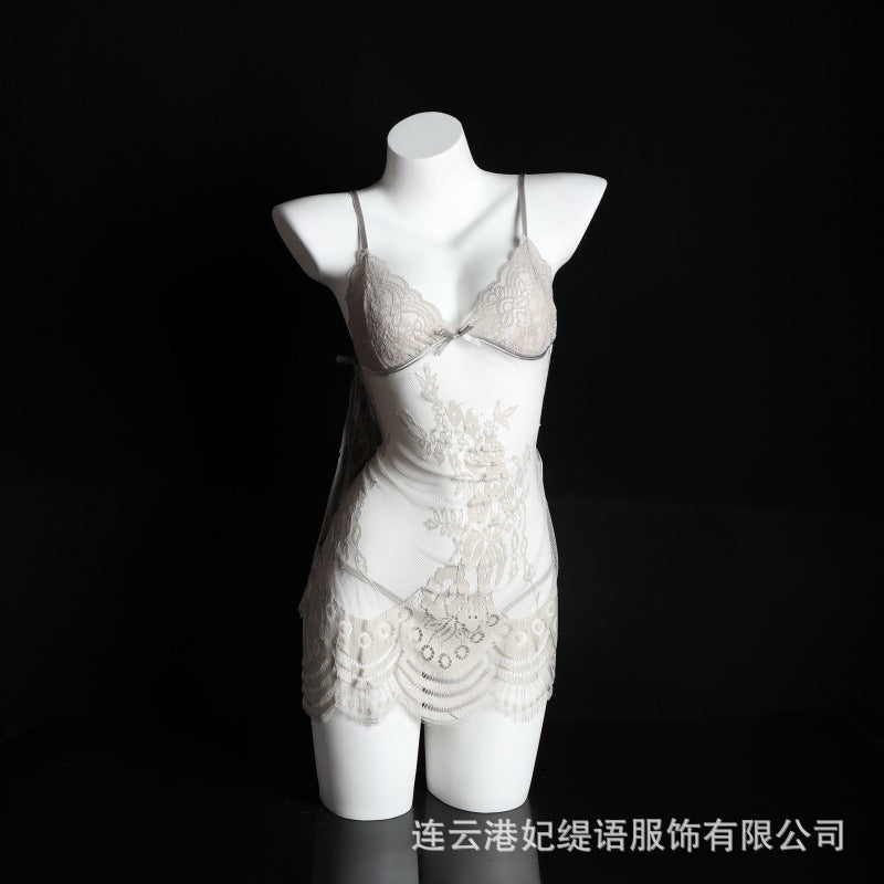 LS Sexy Lingerie Sexy Nightgown Side Open Perspective Suspender Pajamas Passion Pure Desire Free Take Off Suit 8220