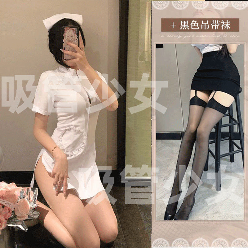 Straw Girl Sexy Lingerie Nurse Sexy Nurse Skirt Zipper Miniskirt Halloween Cosplay 1172