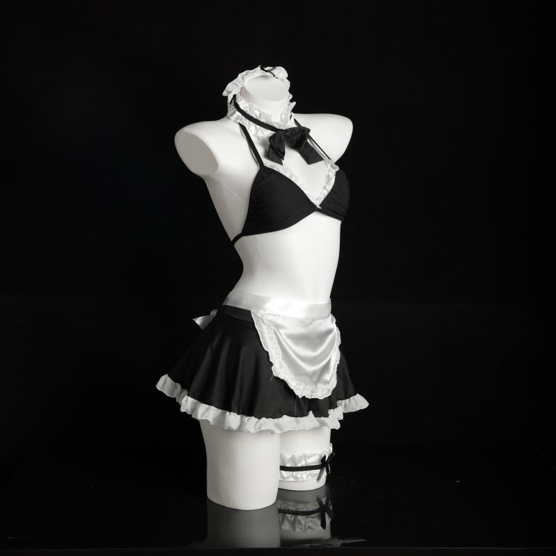 LS Sexy Lingerie Maid Uniform Color-block Home Clothes Skirt Cosplay suit 8250