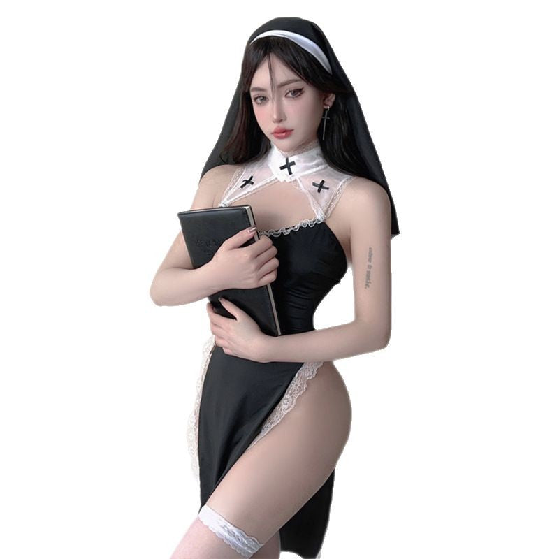 Sexy Lingerie, Abstinence Nun Costume, Sexy Role Play, Dark Halloween Plus Size Uniform, No Need to Take Off Suit