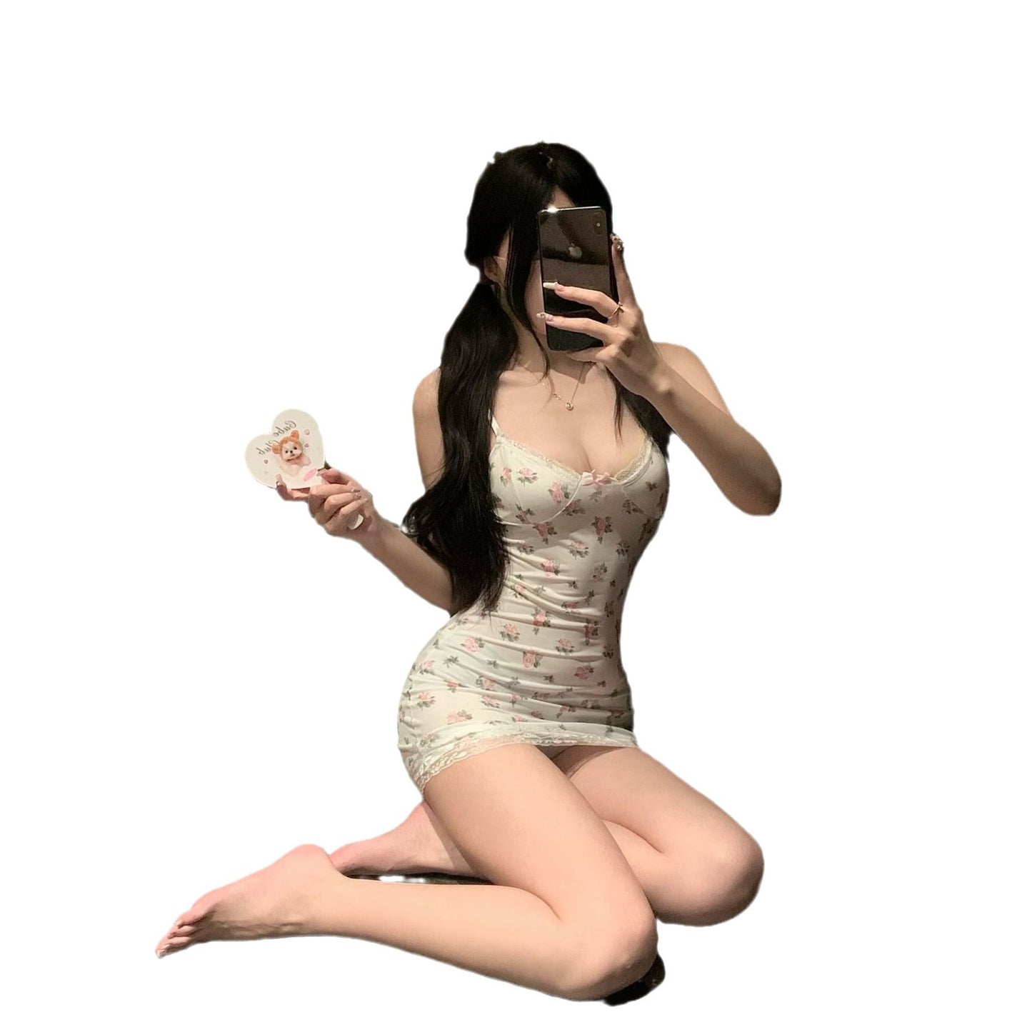 LS Sexy Underwear Products Sexy Uniform Temptation Pajamas Pure Desire Small Chest Large Floral Lace Sling