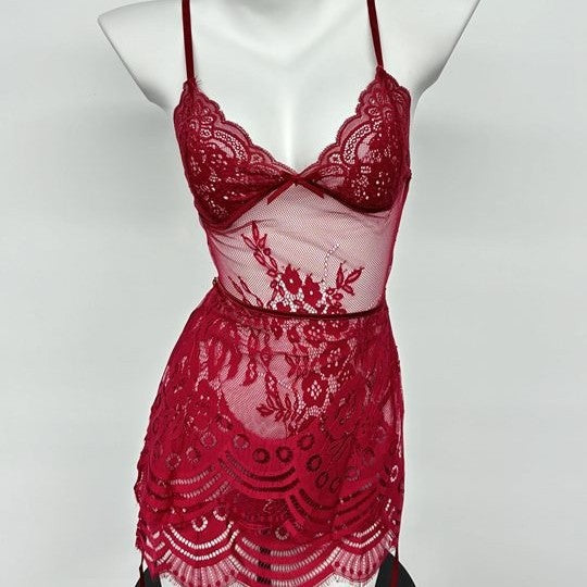 LS Sexy Lingerie Sexy Nightgown Side Open Perspective Suspender Pajamas Passion Pure Desire Free Take Off Suit 8220