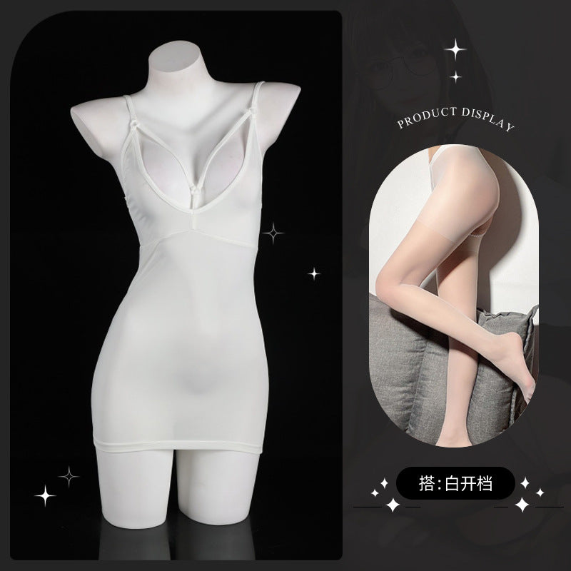 LS Sexy One-Piece Stepmother Dress No Need to Take Off Bed See-Through Sexy Underwear Sexual Pajamas Exposed Women's Clothes