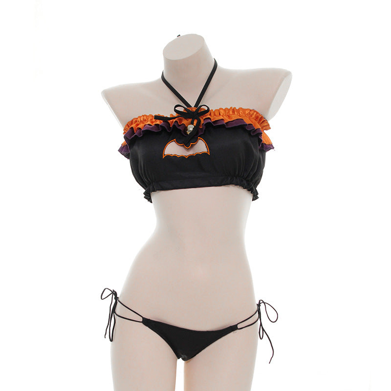 Halloween Cosplay Suit Sexy Pumpkin Open Chest Pajamas Sexy Cat Pack Strapless Suit S0584