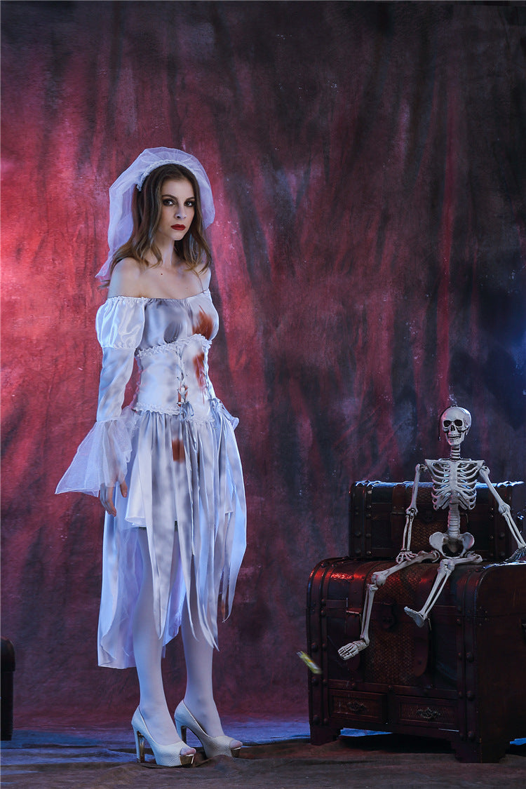 White Party Vampire Bride Halloween Cosplay Costume Sexy Uniform Halloween Suit