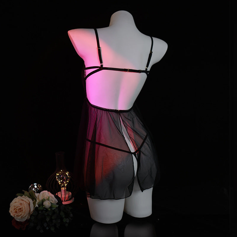 LS Sexy Underwear Sexy Uniform Pajamas Pure Desire Small Chest Shown Large Free of Breasts Shout Sling Skirt 9101